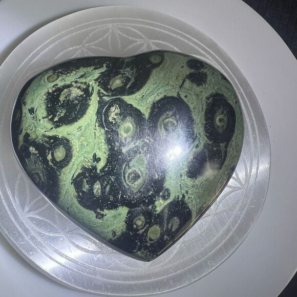 Kambaba Jasper‎ Large Chunky Heart Carving - Picture 4 of 10